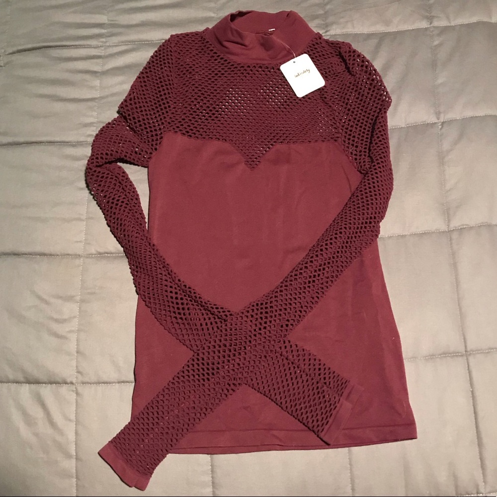 Free People Fishnet Long Sleeve Top